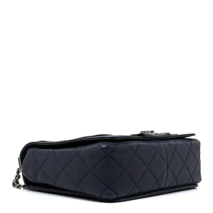 Chanel Washed Caviar Quilted Medium Turn Around Ligne Flap Navy 4 of 17