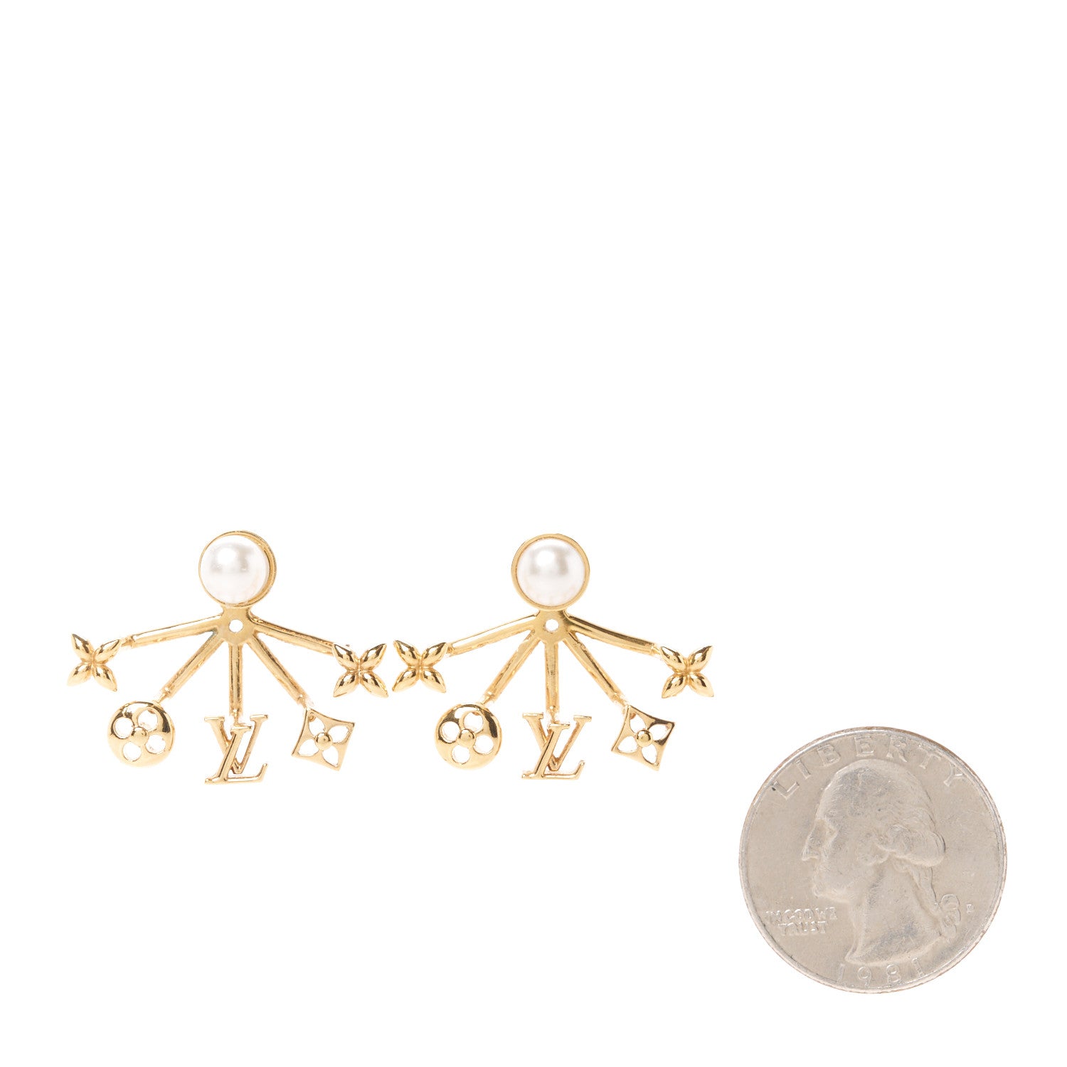 Louis Vuitton Pearl Cruiser Earrings Gold 2 of 5
