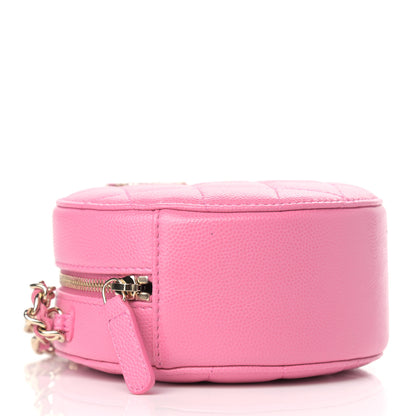 Chanel Caviar Quilted Gripoix CC Round Clutch With Chain Pink 4 of 12