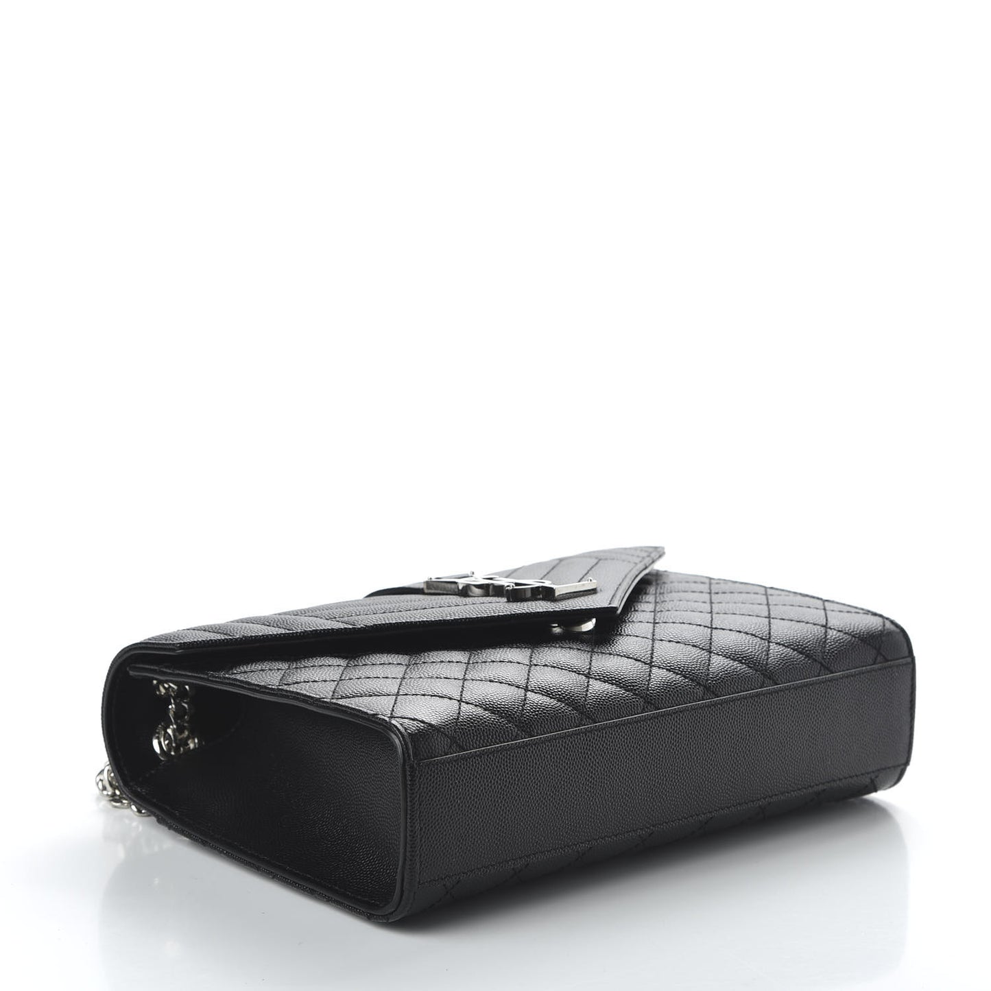 Grain De Poudre Textured Mixed Matelasse Triquilt Medium Monogram Satchel Black