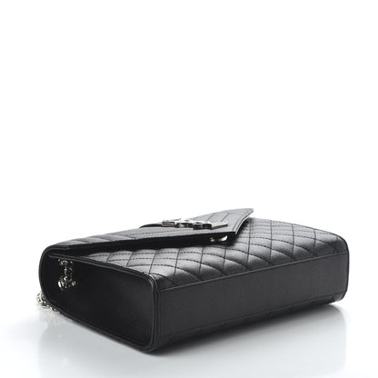 Saint Laurent Grain De Poudre Textured Mixed Matelasse Triquilt Medium Monogram Satchel Black 4 of 9