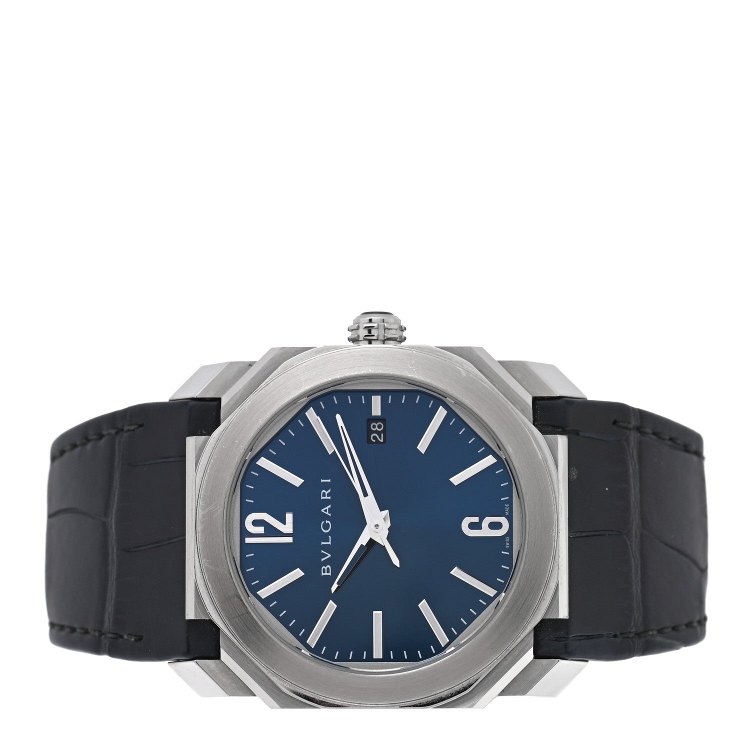 Bulgari Stainless Steel Alligator 38mm Octo Automatic Watch Blue 2 of 6