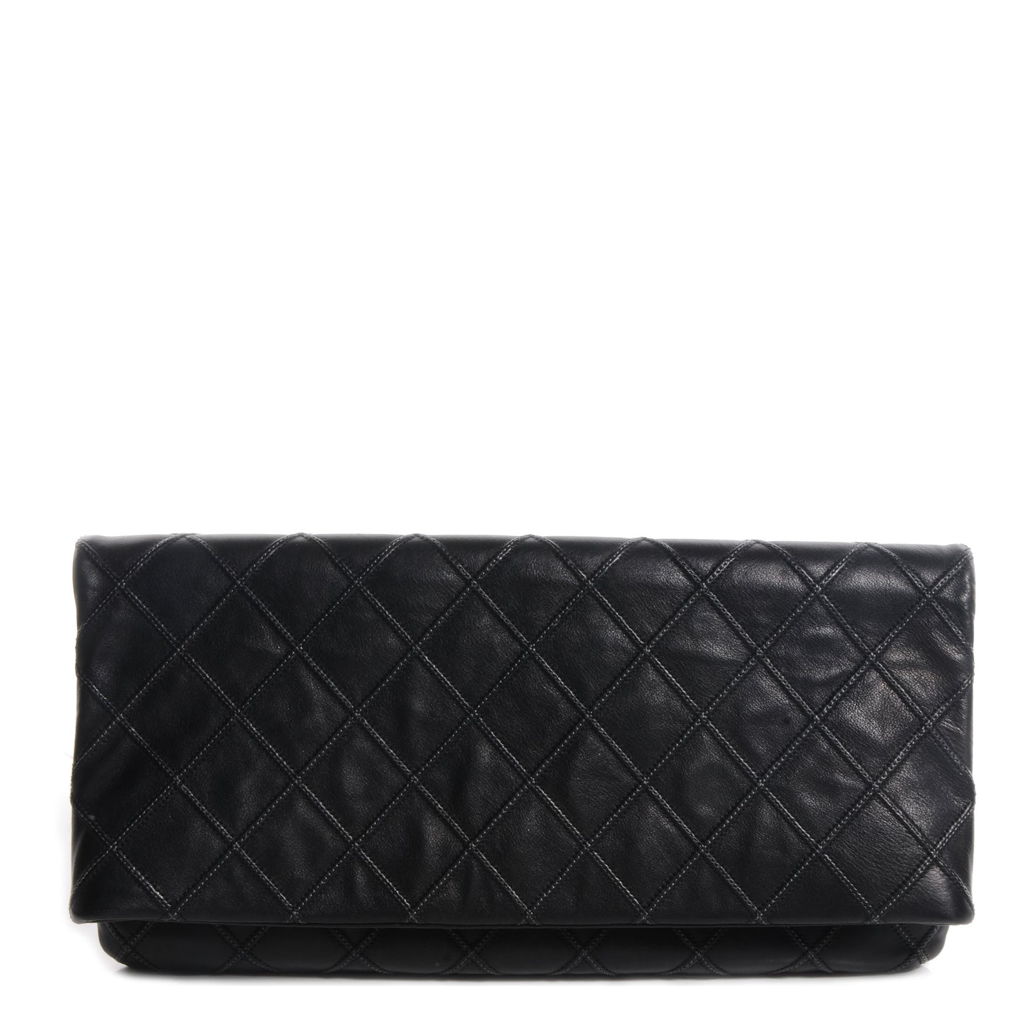Calfskin Stitched Thin City Clutch Black