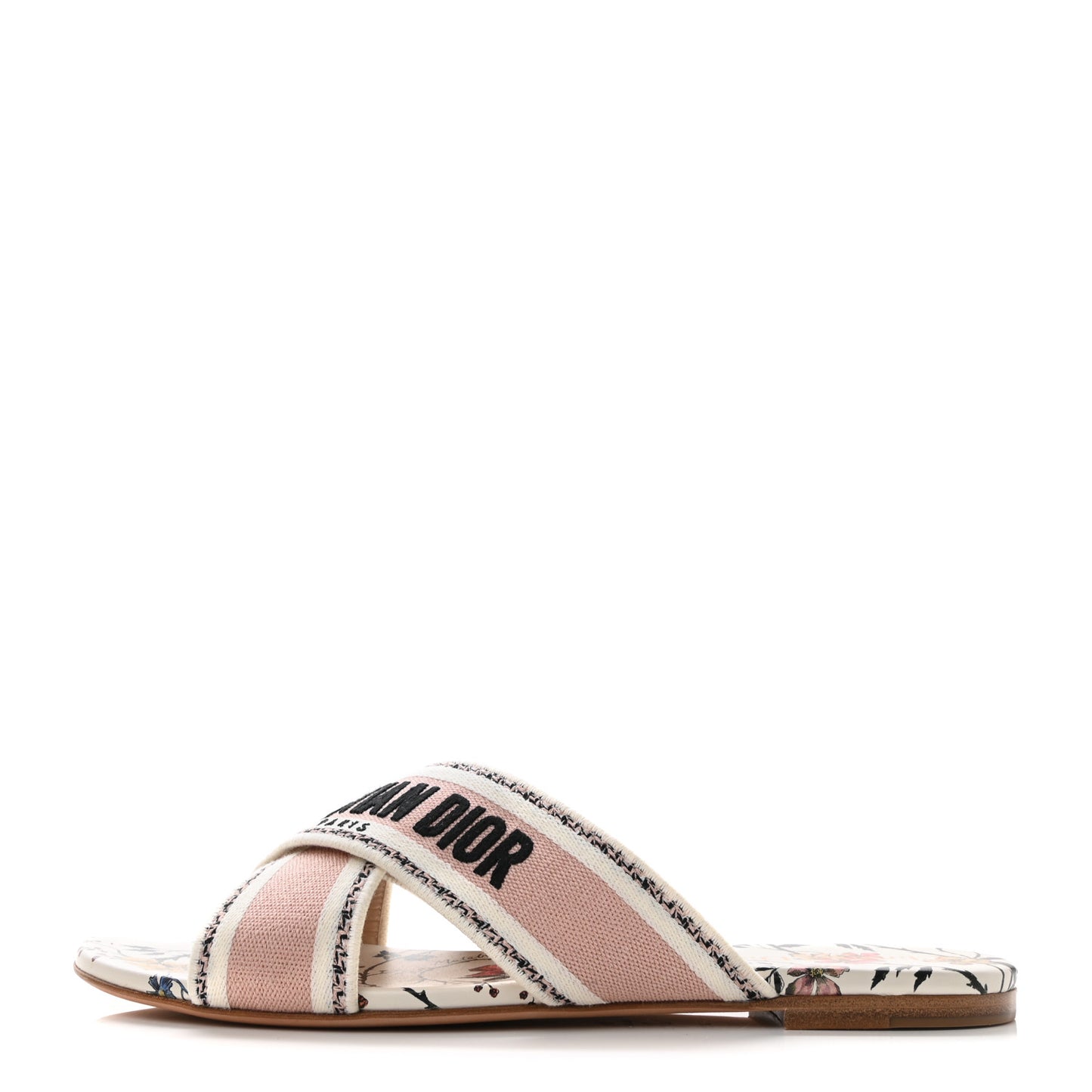 Canvas Rose Mutabilis Embroidered Dway Criss Cross Slide Sandals 40 Multicolor