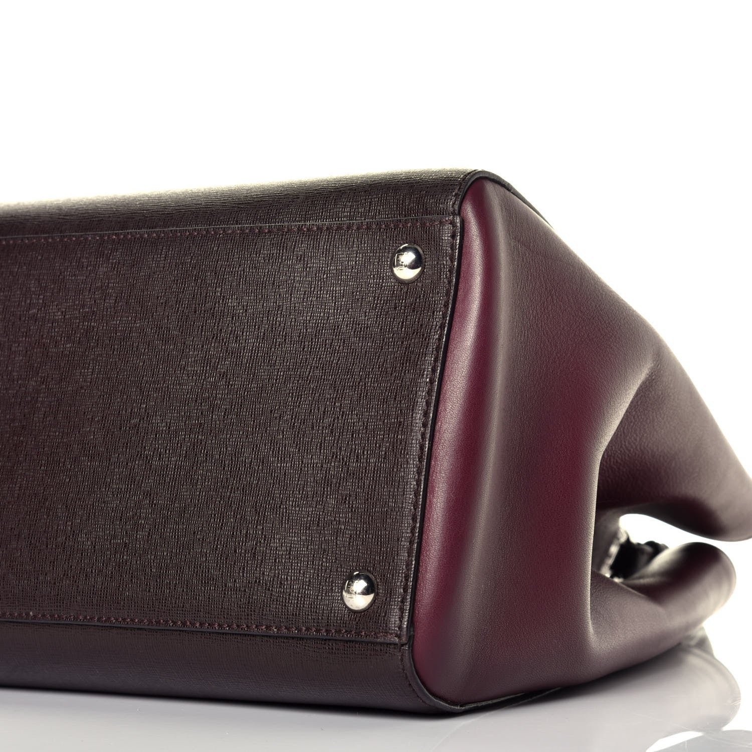 Fendi Vitello Elite Colorblock Regular 2Jours Tote Caffe Noir Bordeaux Glicine 10 of 11