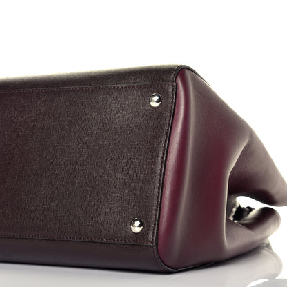 Fendi Vitello Elite Colorblock Regular 2Jours Tote Caffe Noir Bordeaux Glicine 10 of 11