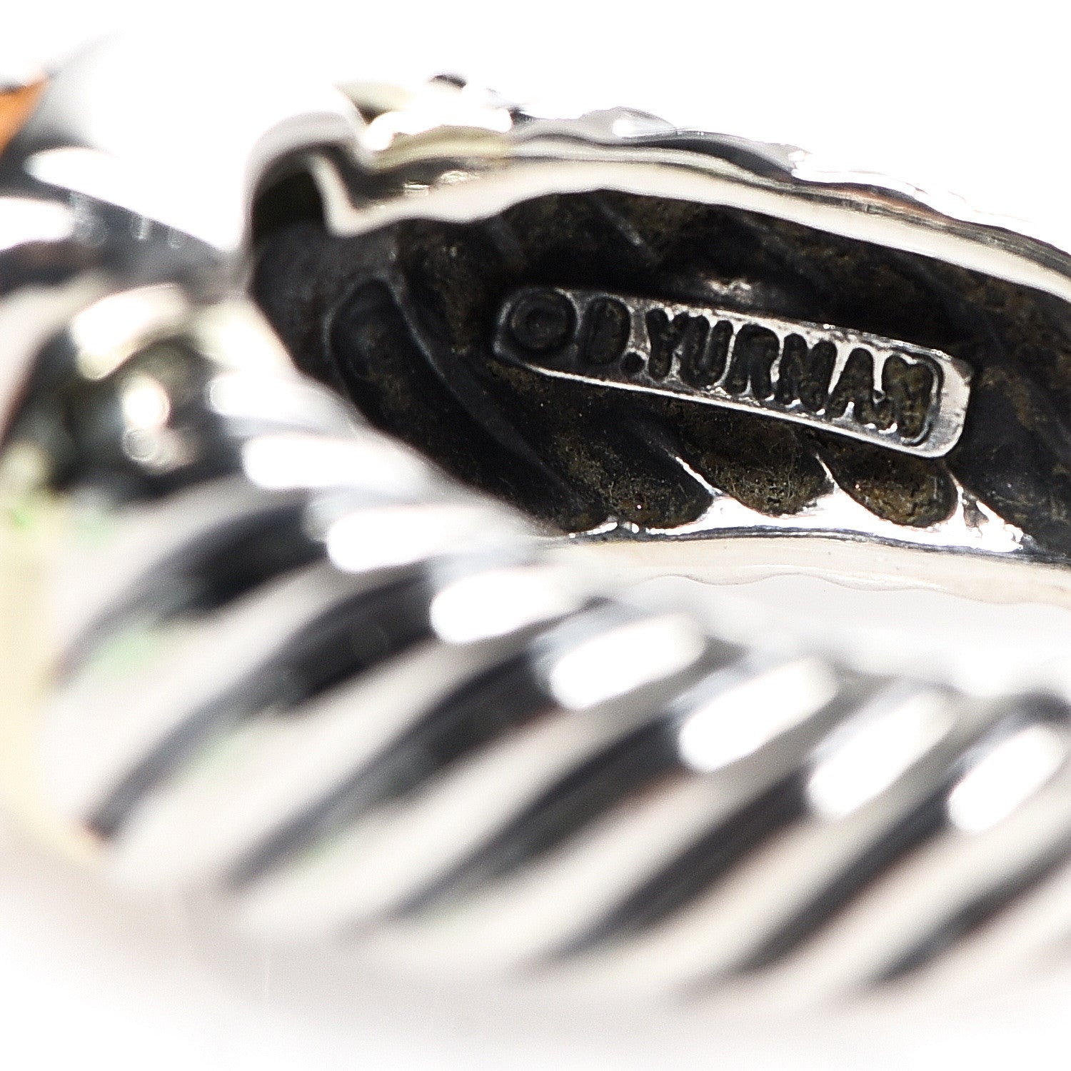 David Yurman Sterling Silver 14K Yellow Gold Peridot 7mm Noblesse Ring 54 6.75 5 of 5