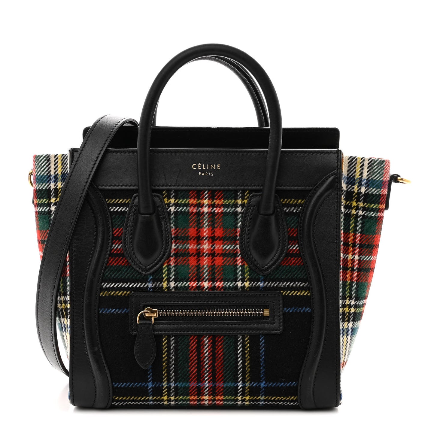 Tartan Calfskin Nano Luggage Red Blue