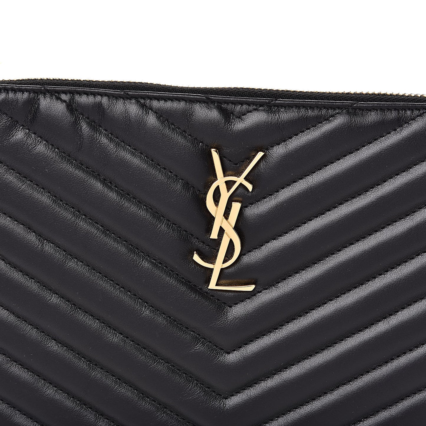 Calfskin Matelasse Chevron Monogram A5 Wristlet Black