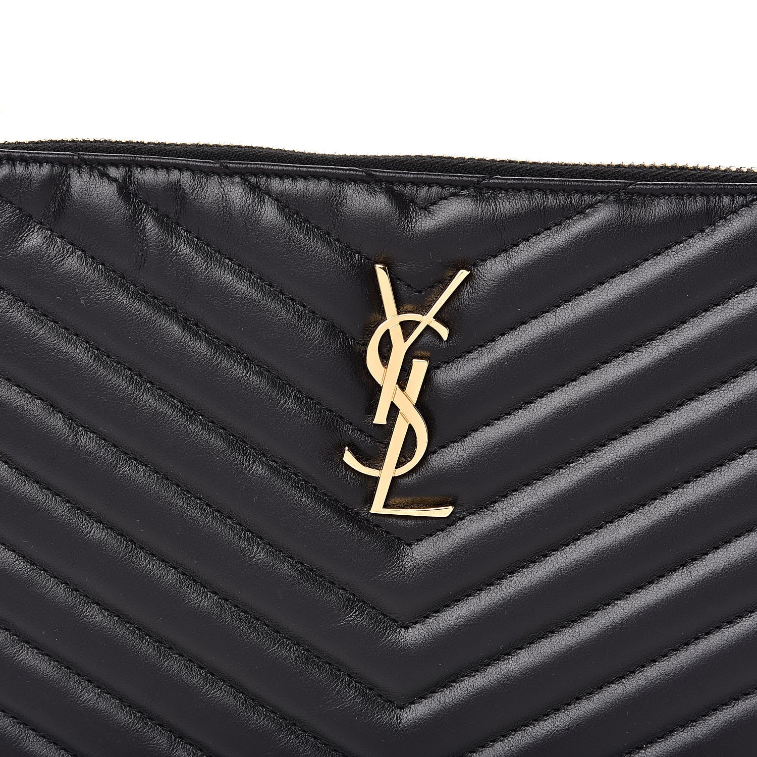 Saint Laurent Calfskin Matelasse Chevron Monogram A5 Wristlet Black 10 of 11