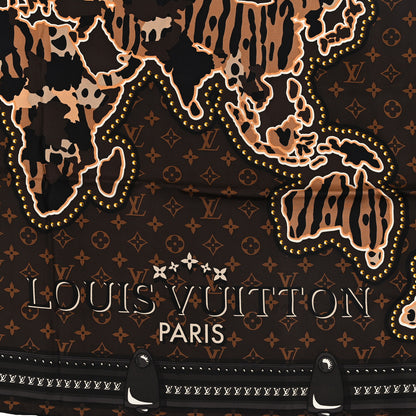 Louis Vuitton Silk Monogram LV World Square Scarf Brown 2 of 3
