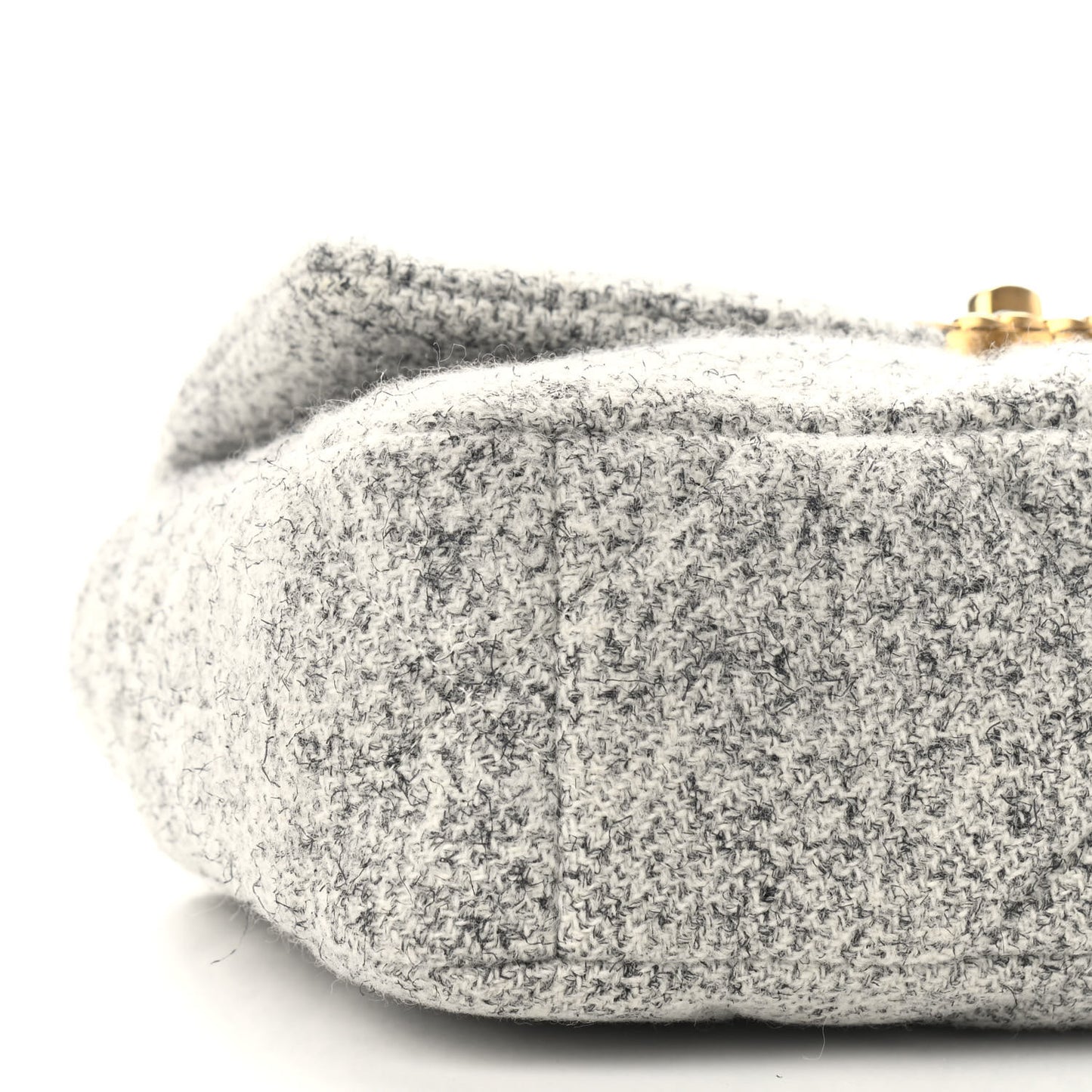 Tweed Quilted Medium Chanel 19 Flap Grey Ecru