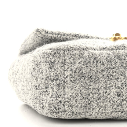 Chanel Tweed Quilted Medium Chanel 19 Flap Grey Ecru 8 of 9