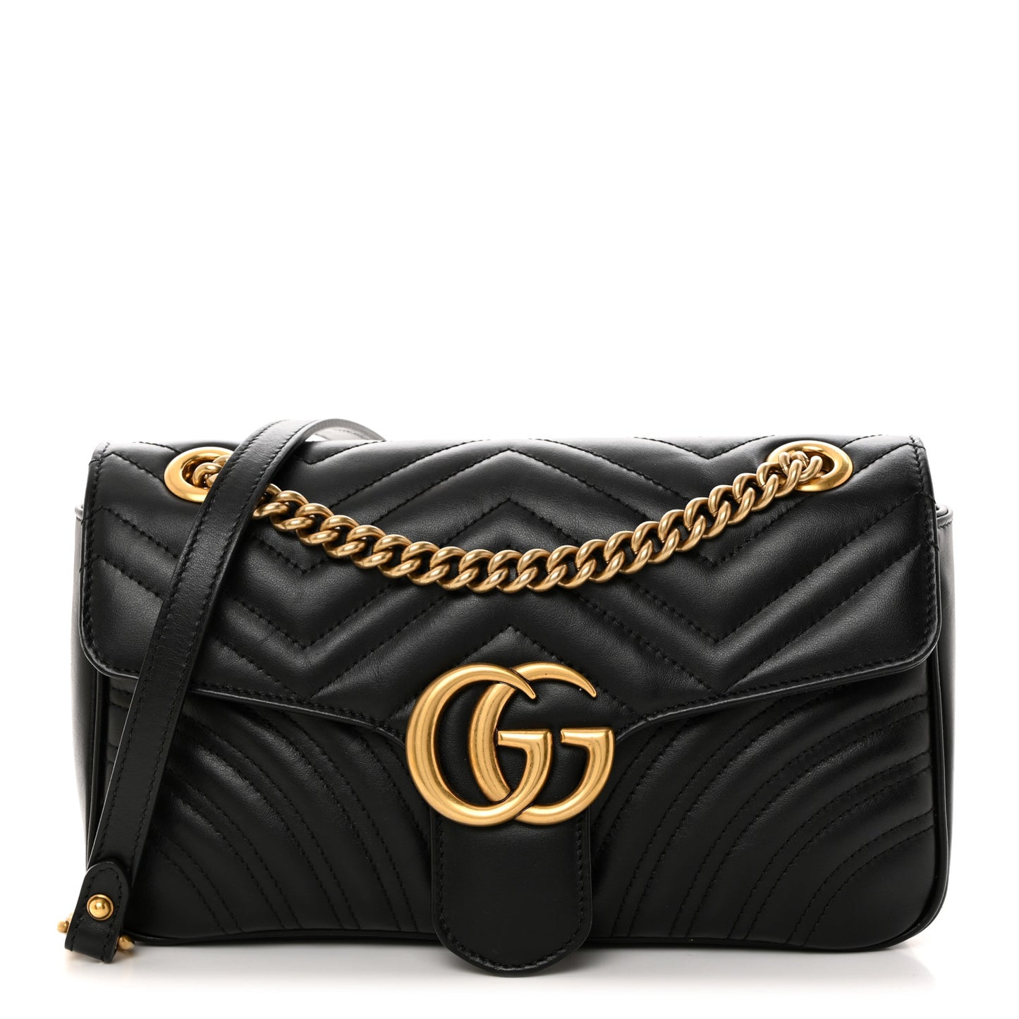 Calfskin Matelasse Small GG Marmont Shoulder Bag Black