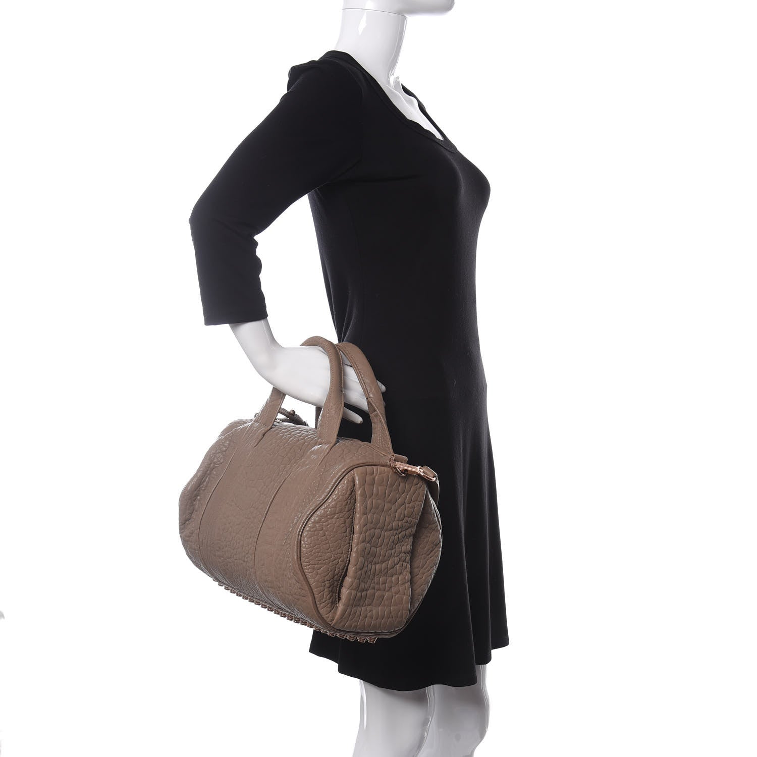 Alexander Wang Pebbled Lambskin Rocco Latte Rose Gold Hardware 2 of 10