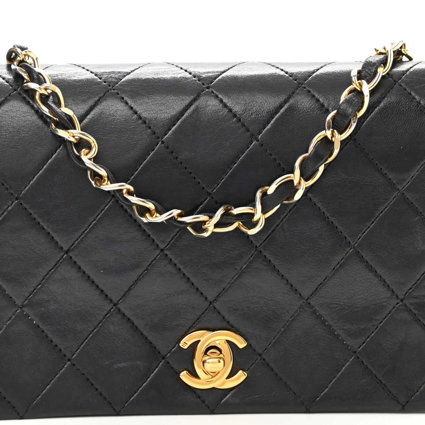 Lambskin Quilted Small Single Flap Bag Black