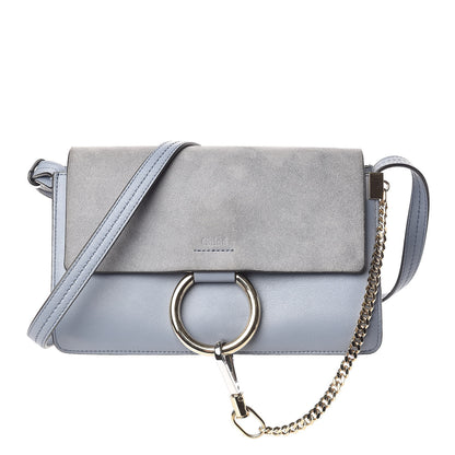 Chloe Suede Calfskin Small Faye Shoulder Bag Washed Blue 1 of 15