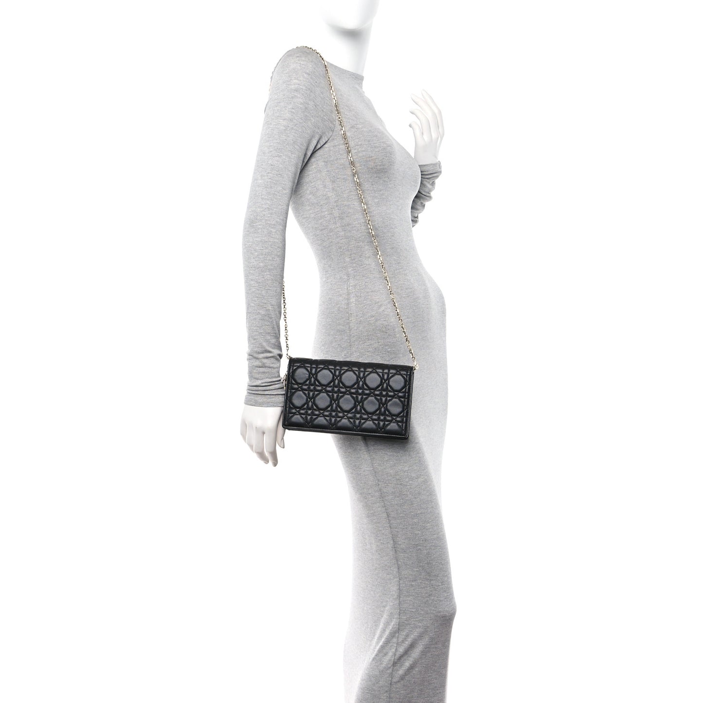 Lambskin Cannage Lady Dior Pouch Black