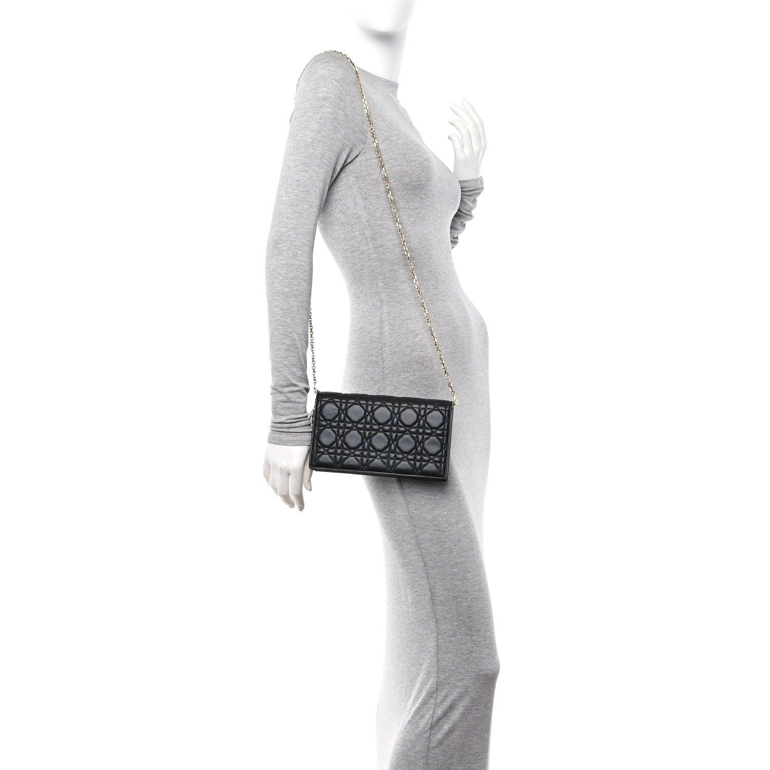 Christian Dior Lambskin Cannage Lady Dior Pouch Black 2 of 11