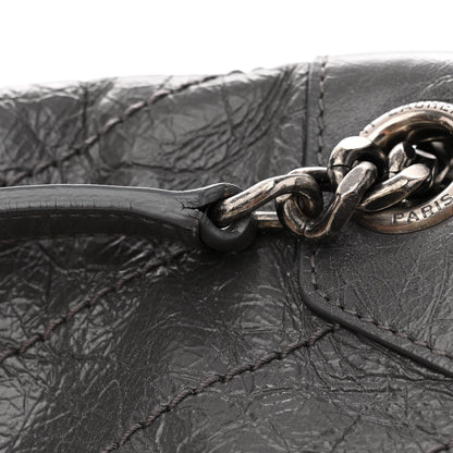 Saint Laurent Crinkled Calfskin Matelasse Monogram Medium Niki Chain Satchel Fog 10 of 11