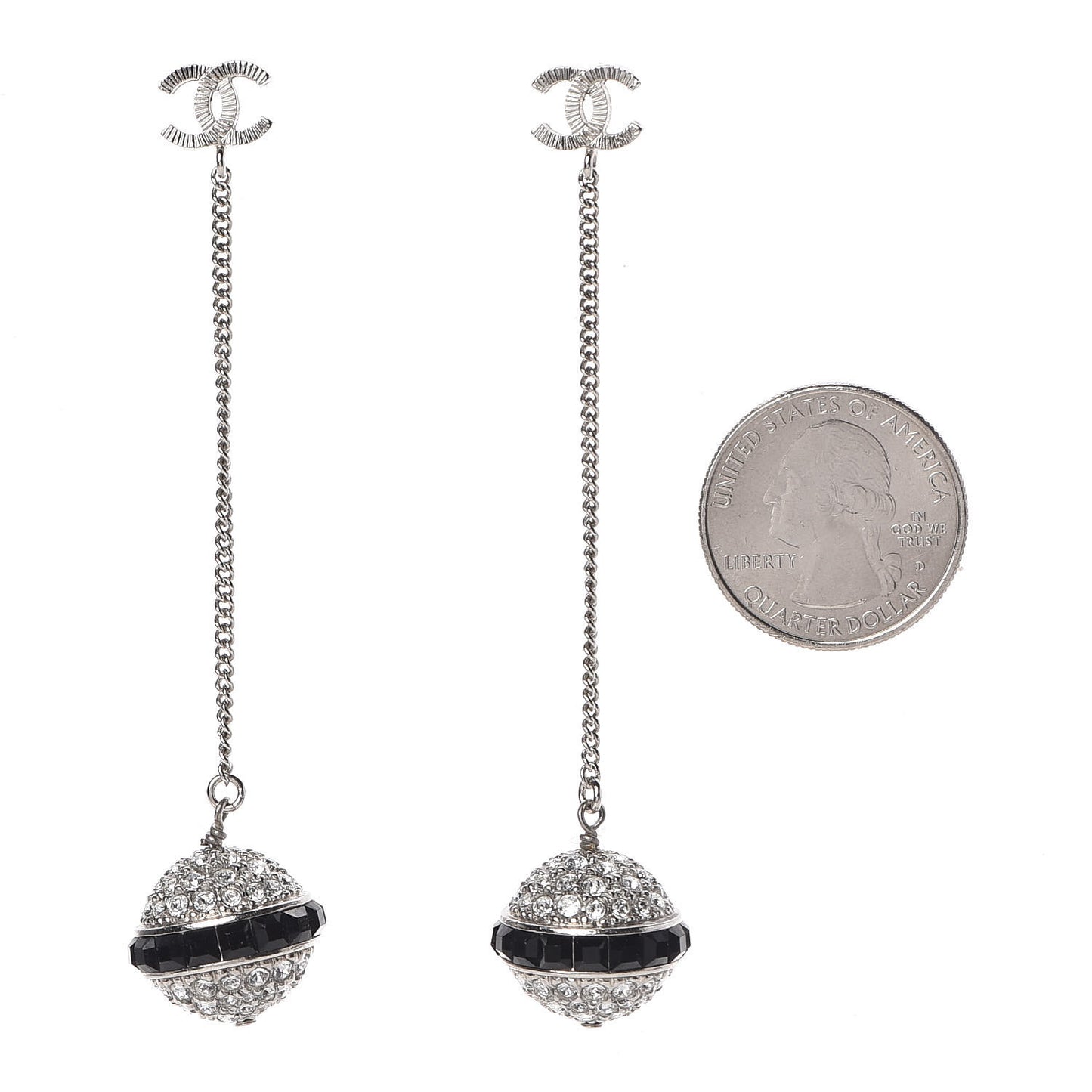 Crystal CC Dangle Earrings Black