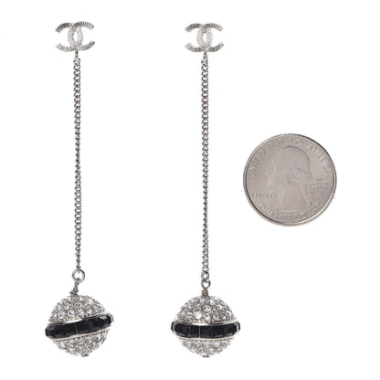 Chanel Crystal CC Dangle Earrings Black 2 of 5