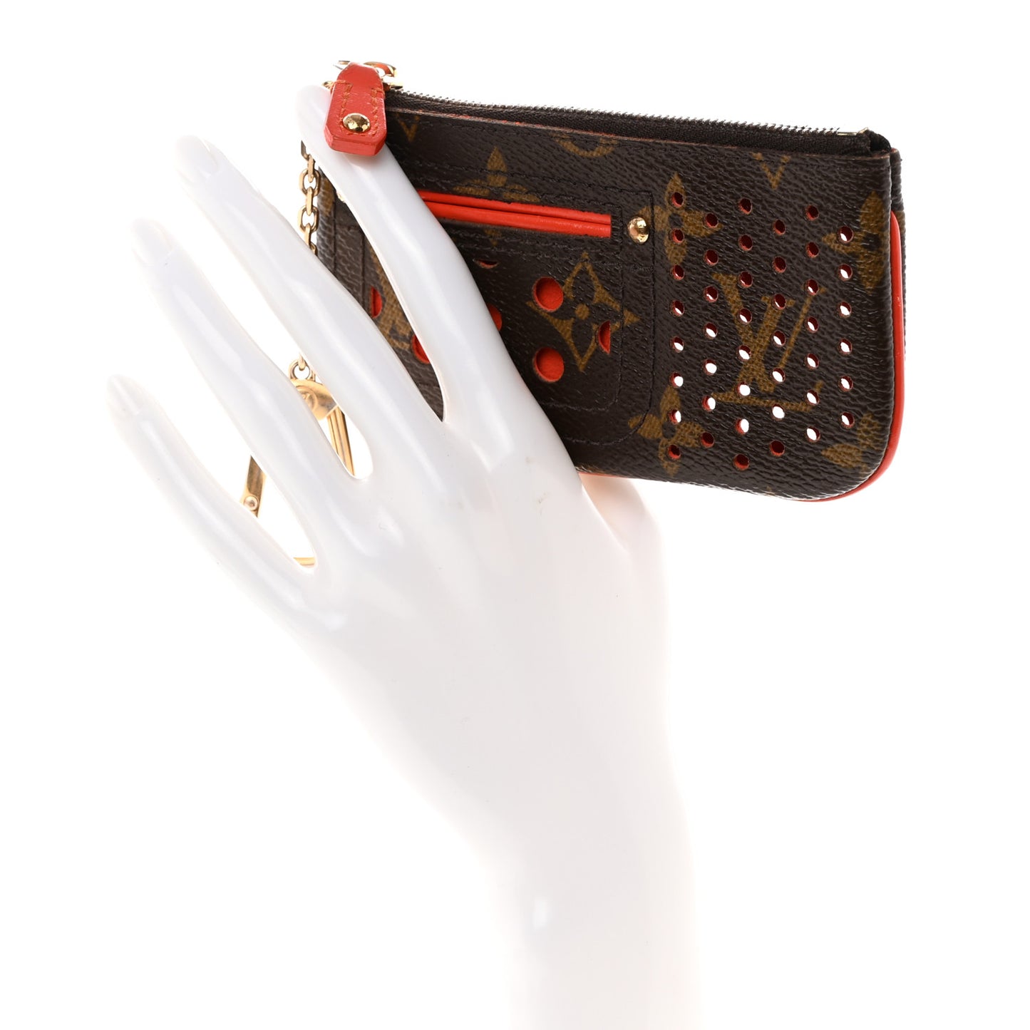 Monogram Perforated Key Pouch Orange