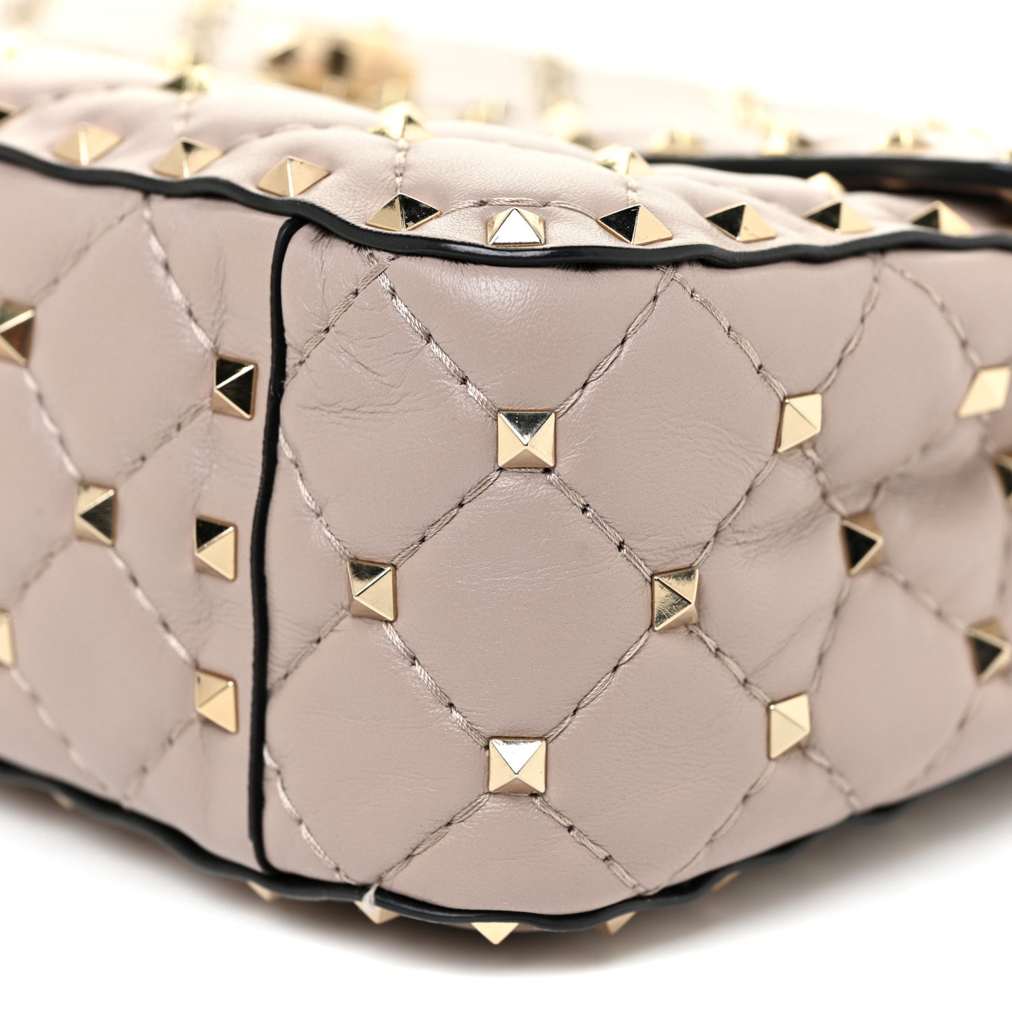Lambskin Medium Rockstud Spike Shoulder Bag Poudre