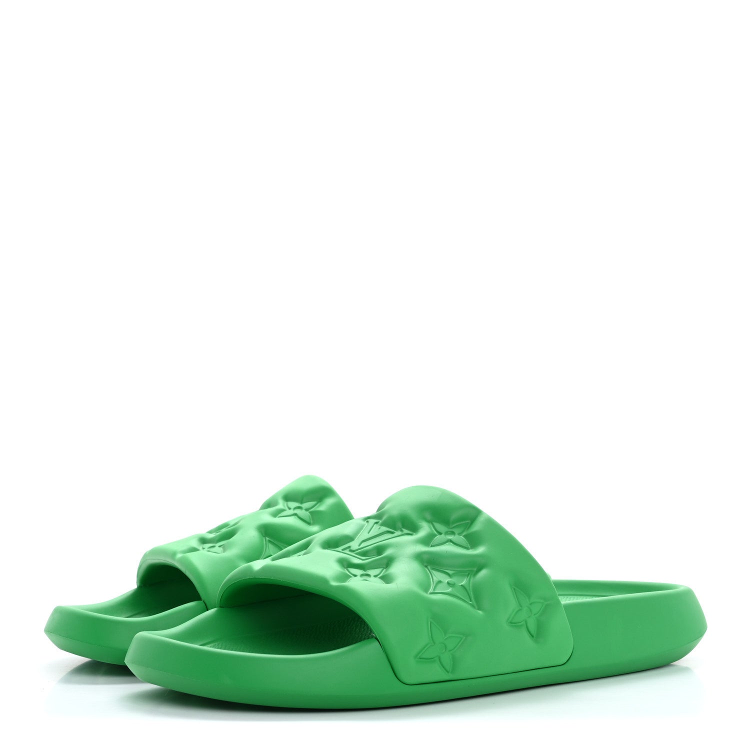 Louis Vuitton Rubber Embossed Monogram Mens Waterfront Mules 10 Green 4 of 14