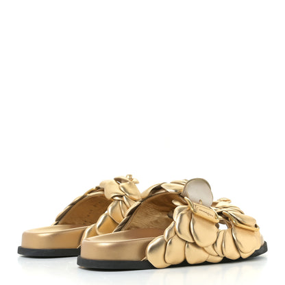 Valentino Garavani Metallic Kidskin Atelier 03 Rose Edition Double Buckle Slide Sandals 36 Antique Brass 4 of 10