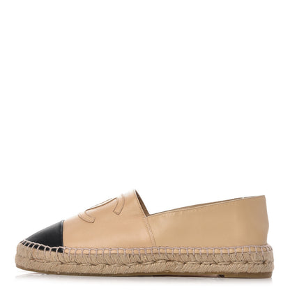 Chanel Lambskin CC Espadrilles 41 Beige Black 1 of 9