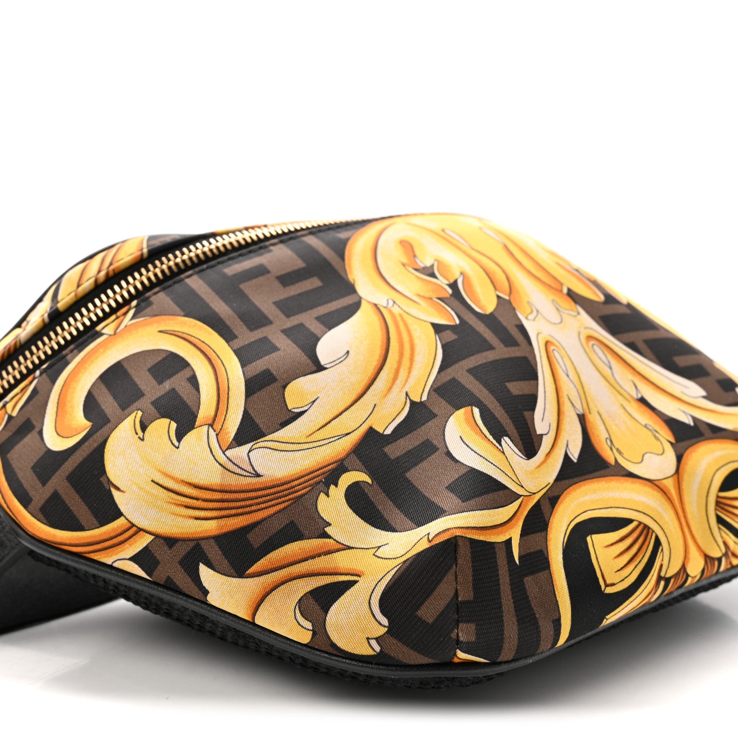 Fendi X VERSACE Nylon Cuoio Romano Fendace FF Baroque Belt Bag Black Gold 8 of 10