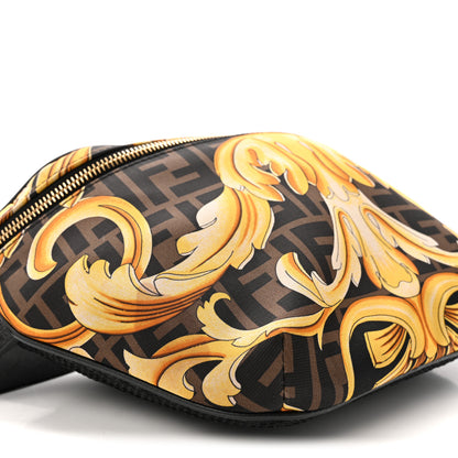 Fendi X VERSACE Nylon Cuoio Romano Fendace FF Baroque Belt Bag Black Gold 8 of 10