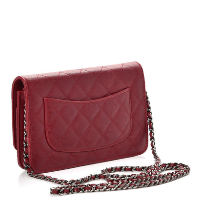 Chanel Caviar Quilted Wallet on Chain WOC Red 3 of 10