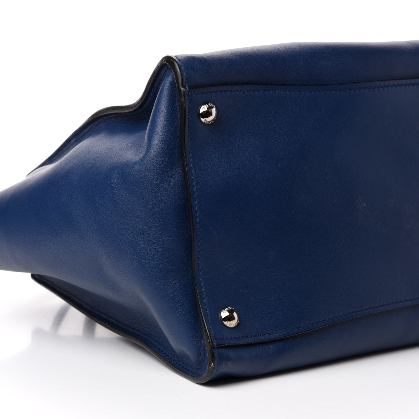 Glace Calfskin Twin Pocket Tote Bluette