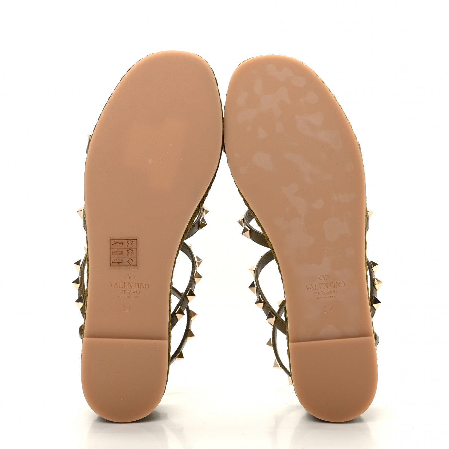 Valentino Garavani Calfskin Rockstud Ankle Strap Torchon Espadrille Caged 30/55mm Sandals 39 Lichen 5 of 11