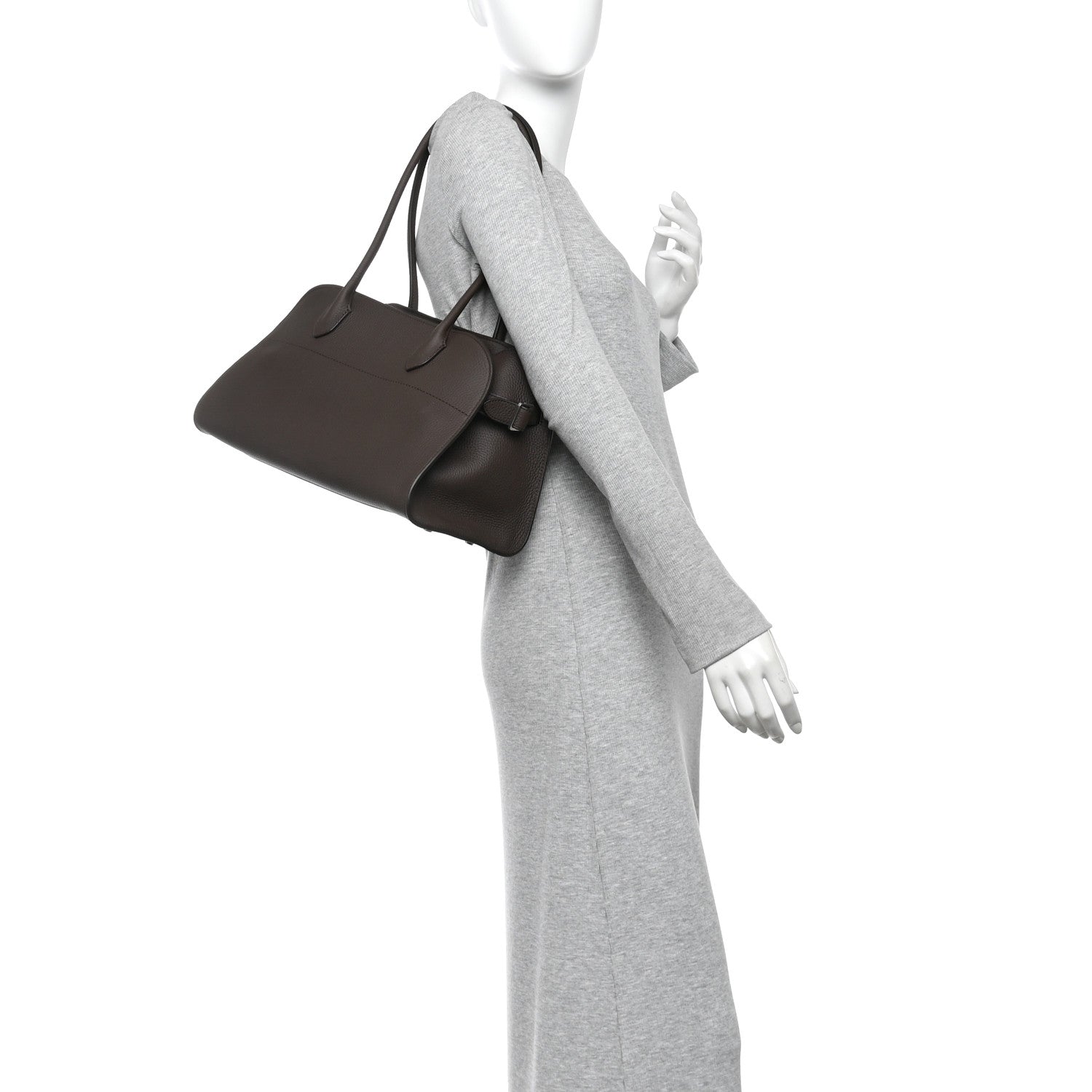 The Row Matte Grained Calfskin Margaux Shoulder 12 Deep Brown 2 of 9