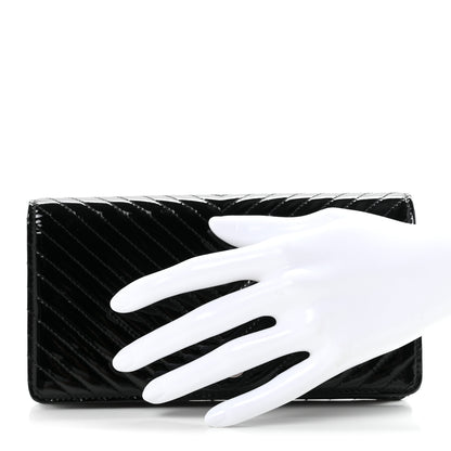 Chanel Patent Chevron Quilted Yen Wallet Beige 2 of 8