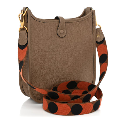 Hermes Taurillon Clemence Flipperball Sangle Evelyne TPM Beige De Weimar Noisette Cuivre Gold 3 of 8