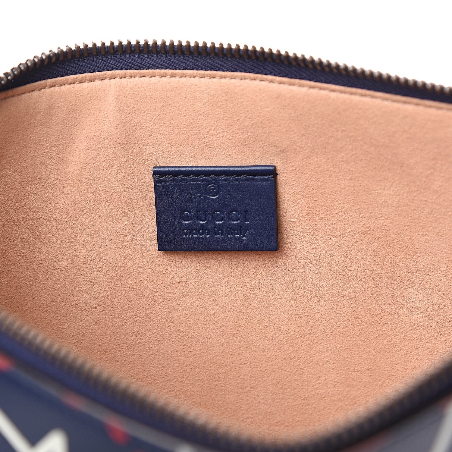 Gucci Calfskin GucciGhost Print Pouch Blue Agata Hibiscus Red 5 of 8