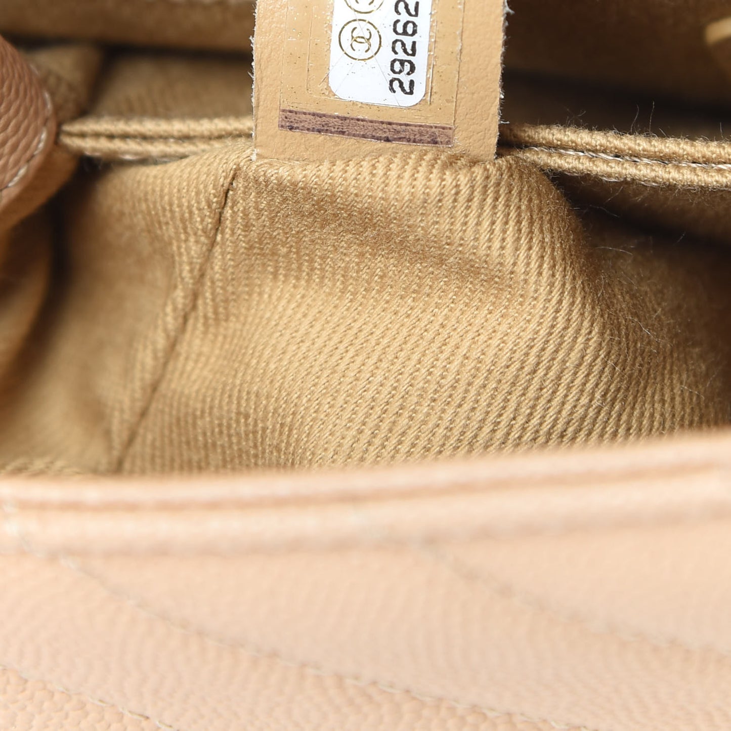 Caviar Chevron Quilted Mini Coco Handle Flap Beige
