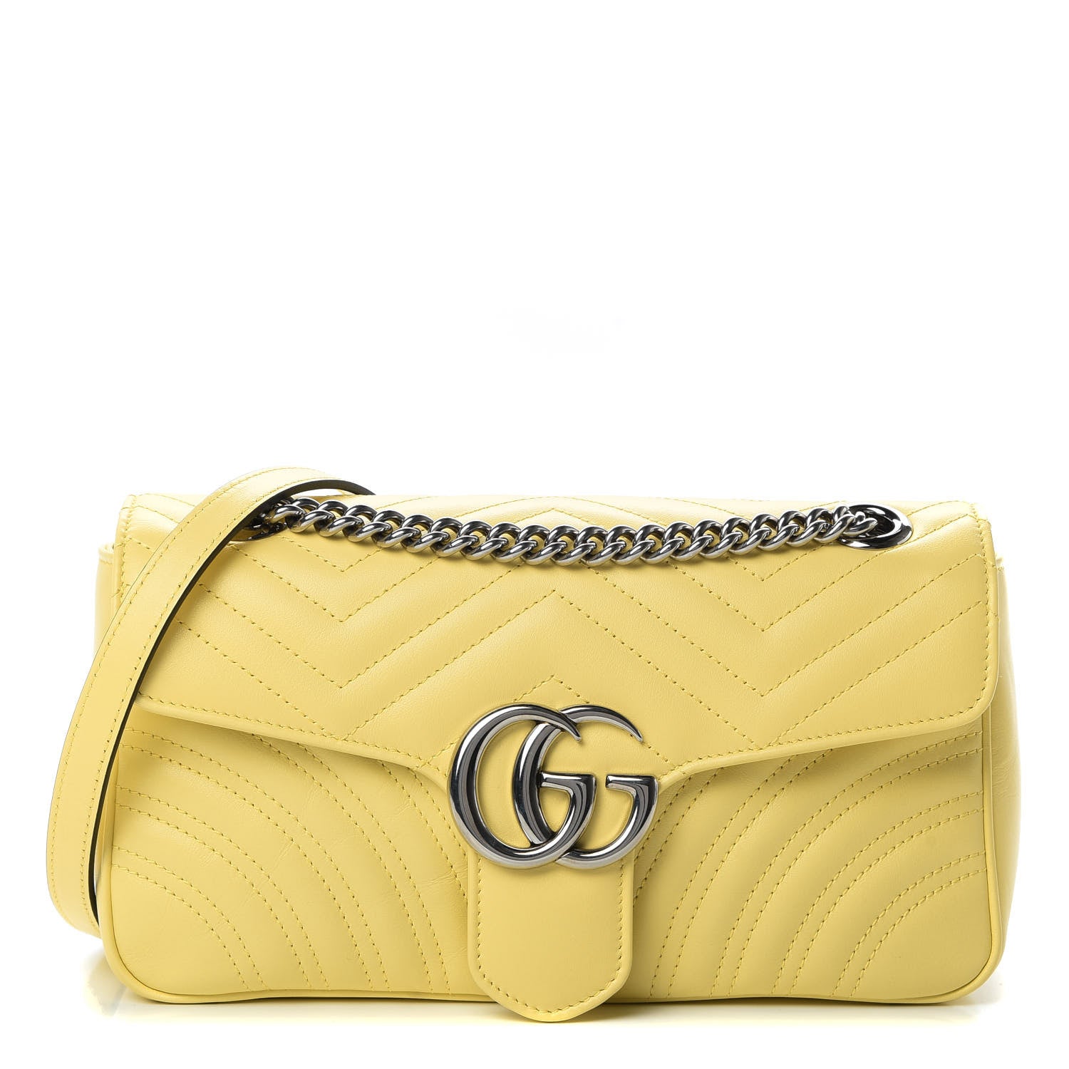 Gucci Calfskin Matelasse Small GG Marmont Shoulder Bag Banana 1 of 12