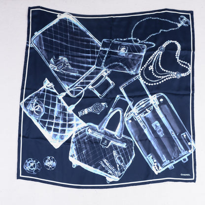 Chanel Silk X Ray Scarf Navy Ivory 2 of 5