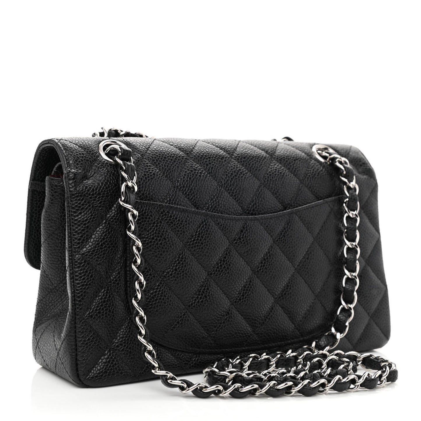 Caviar Quilted Small Double Flap Black