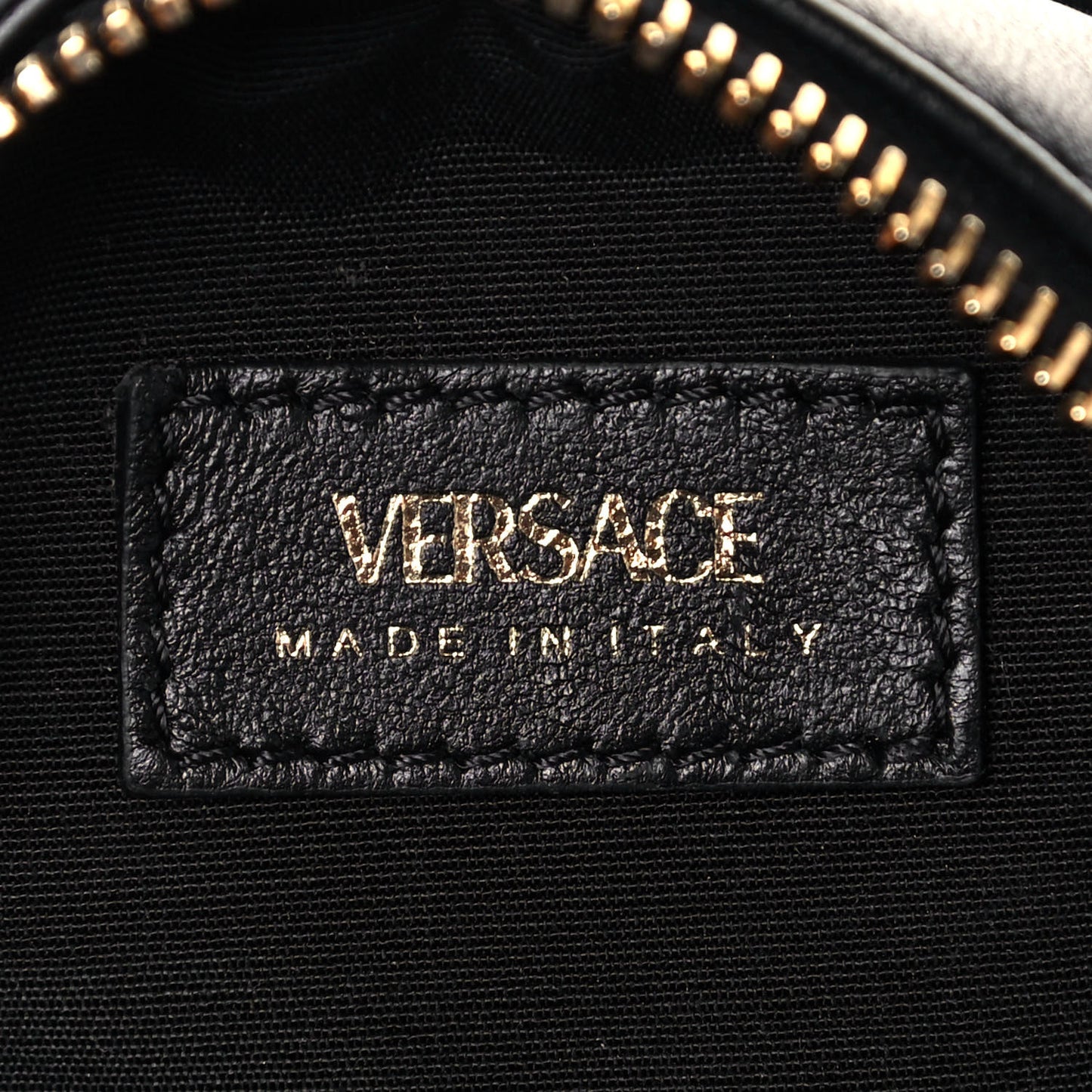 Nappa Quilted Medusa Round Camera Bag Black