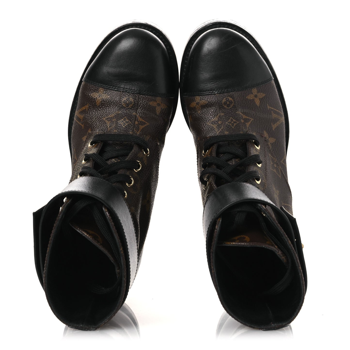 Calfskin Monogram Wonderland Flat Ranger Boots 36.5 Black