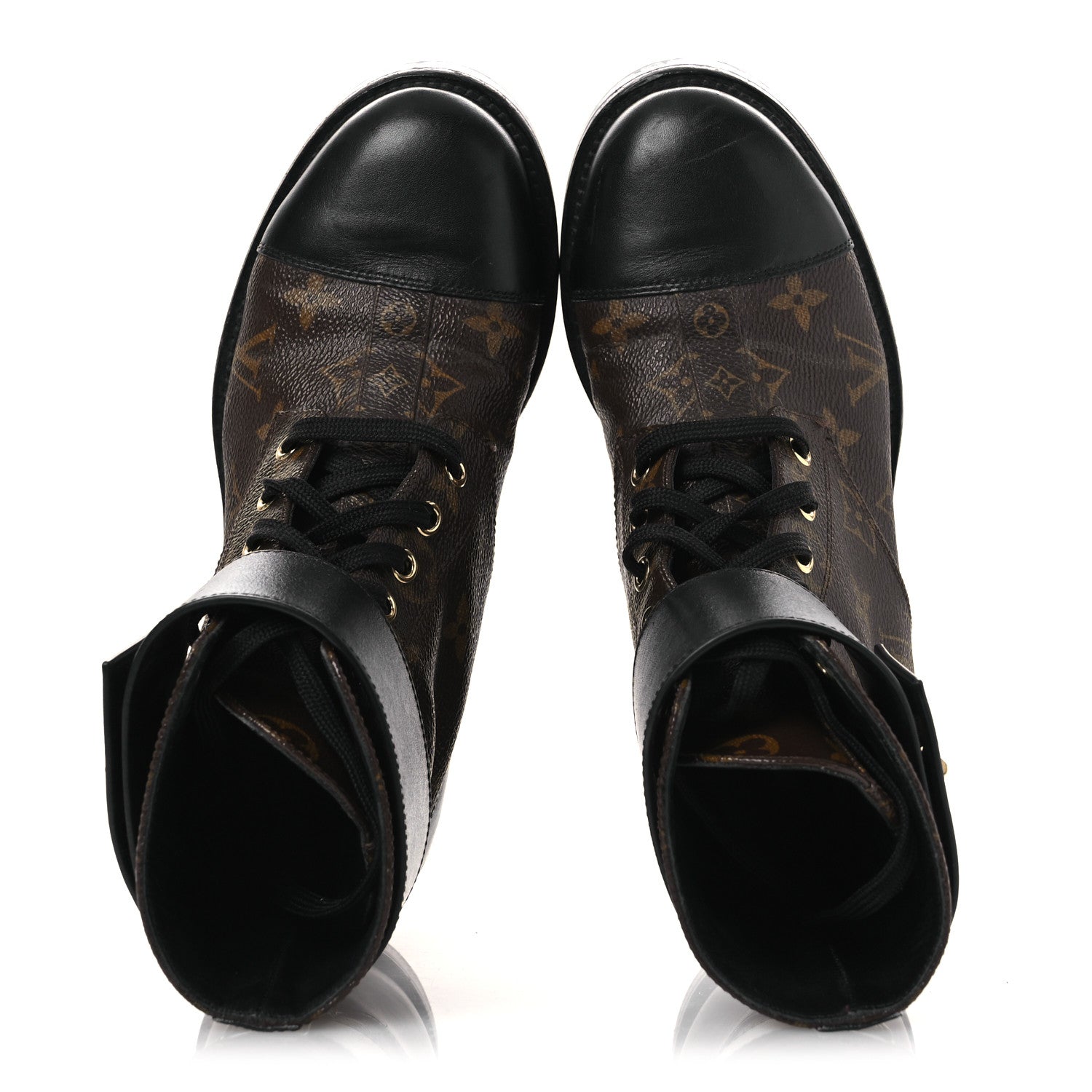 Louis Vuitton Calfskin Monogram Wonderland Flat Ranger Boots 36.5 Black 2 of 15
