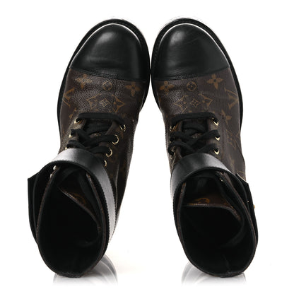 Louis Vuitton Calfskin Monogram Wonderland Flat Ranger Boots 36.5 Black 2 of 15