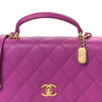 Chanel Caviar Quilted Mini Top Handle Flap Dark Pink 9 of 12