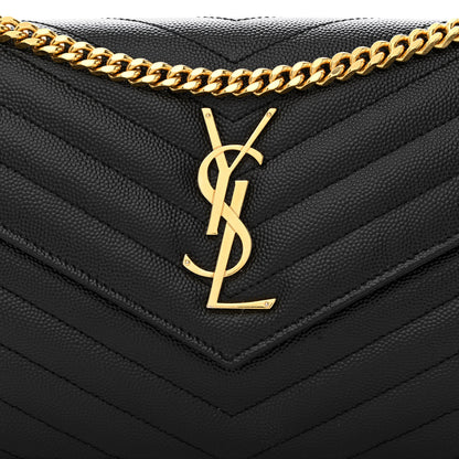 Saint Laurent Grain De Poudre Matelasse Chevron Monogram Chain Wallet Black 7 of 11